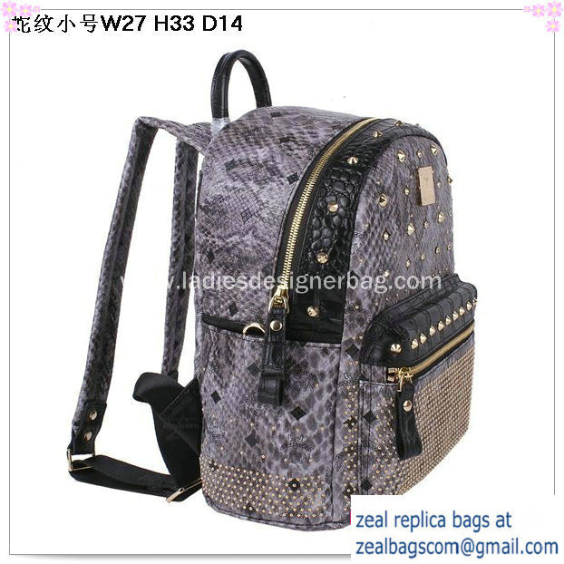High Quality Replica Hot Sale MCM Armour Small Backpack Snake Leather MC2095S Grey - Click Image to Close